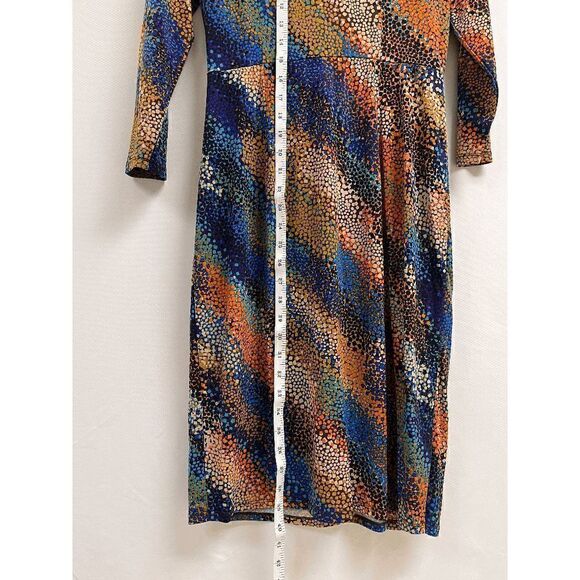 London Times Women's Surplice V-Neck 3/4 sleeve Draped Dress Multi Size 8 - Picture 3 of 8